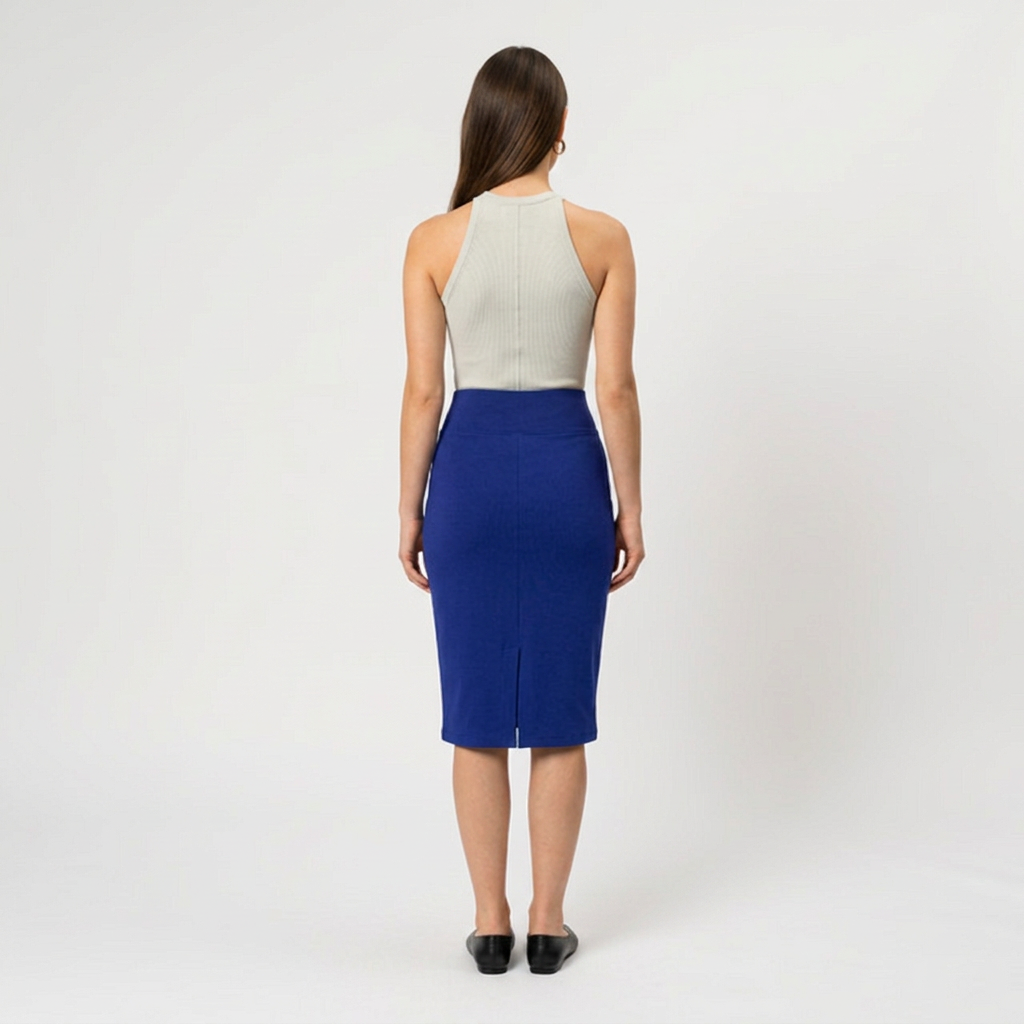 Women's High-Waisted Stretch Pencil Midi Skirt