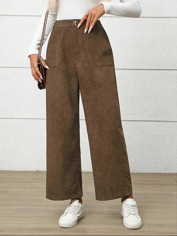 Women's High-Waist Wide-Leg Trousers with Pockets