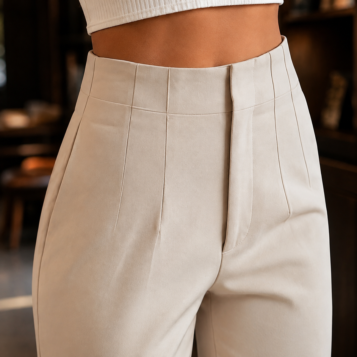 Women's High-Waisted Tailored Straight-Leg Trousers