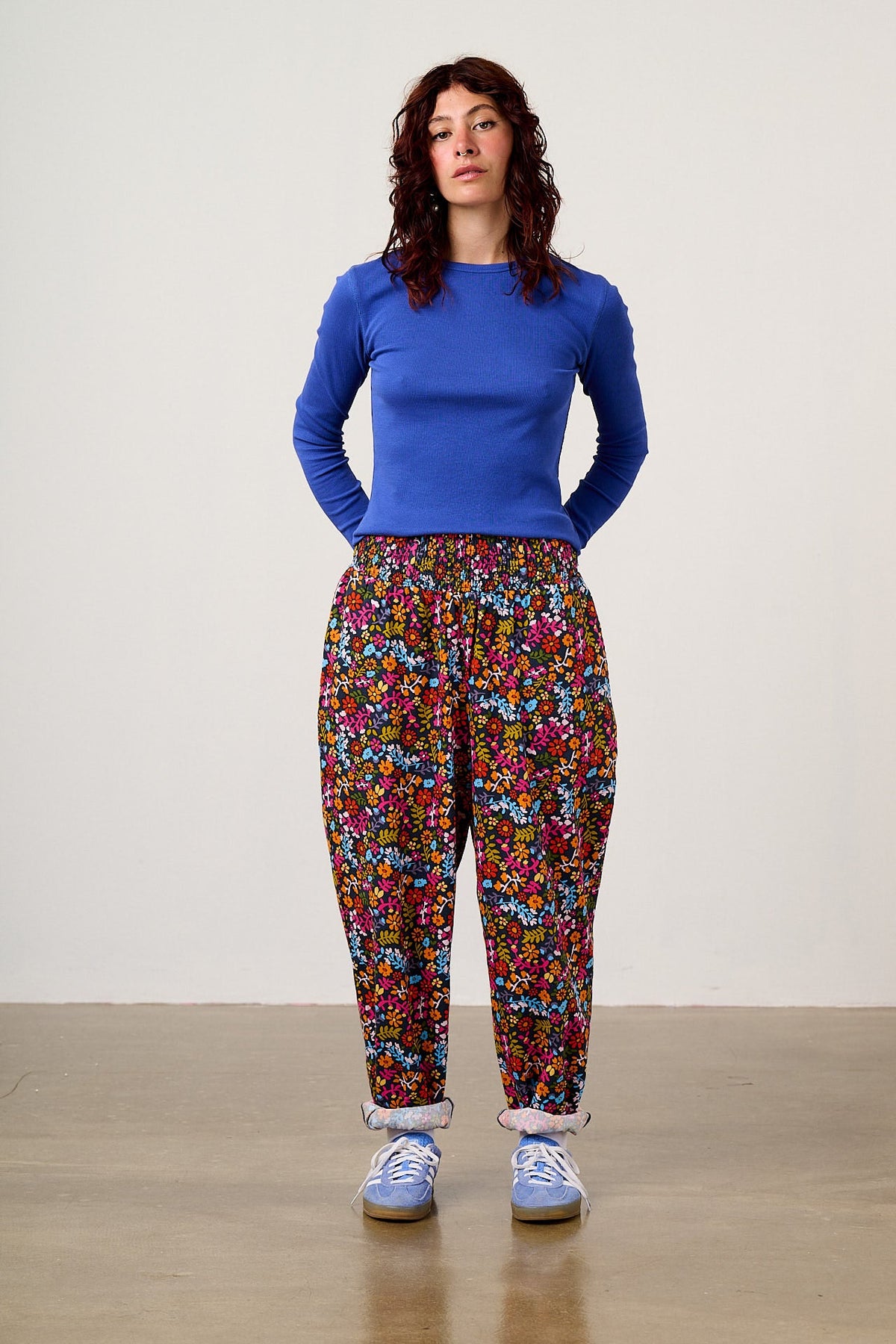 Women's Floral Print Elasticated Tapered Trousers