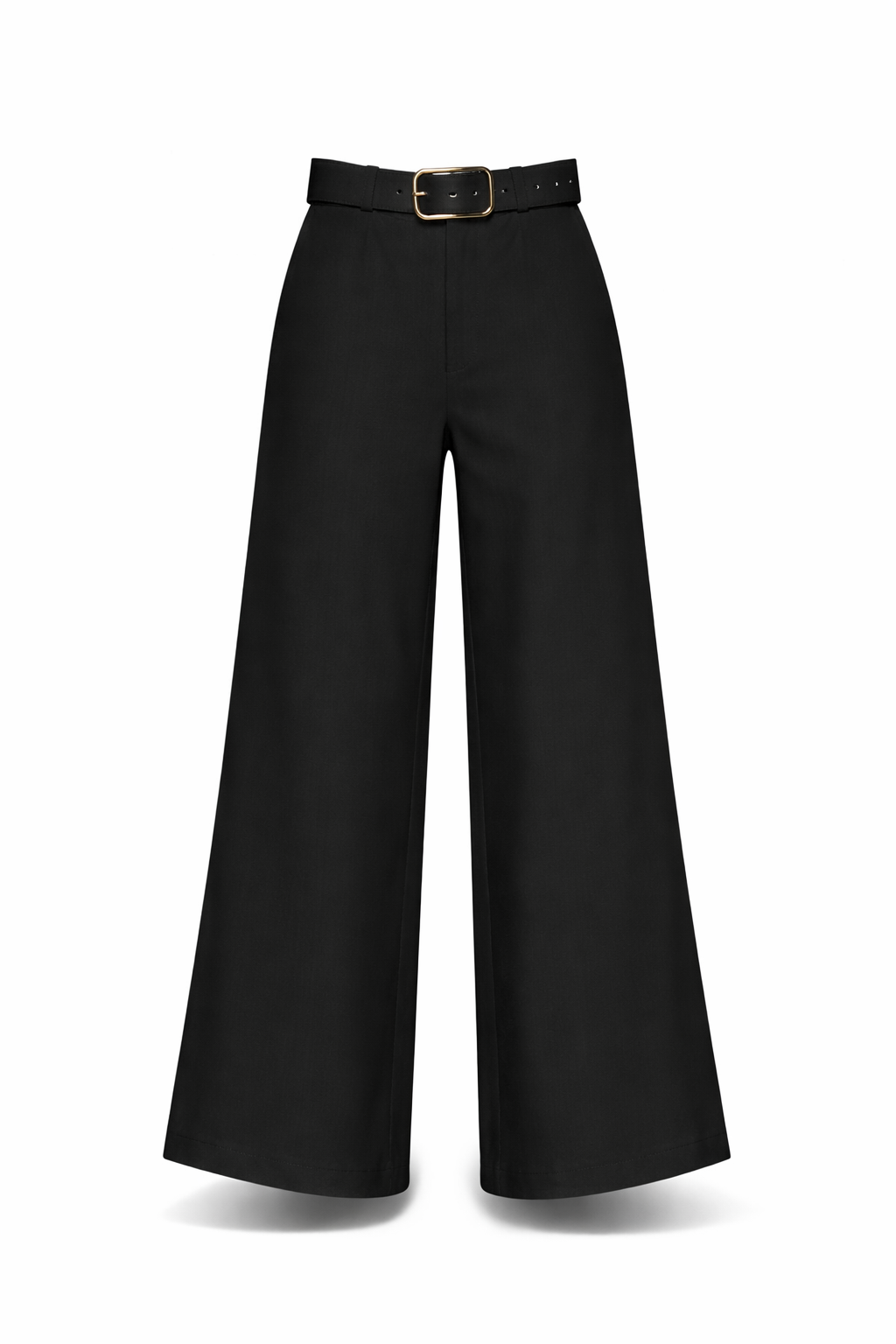Women's High-Waisted Wide-Leg Trousers with Buckle Belt