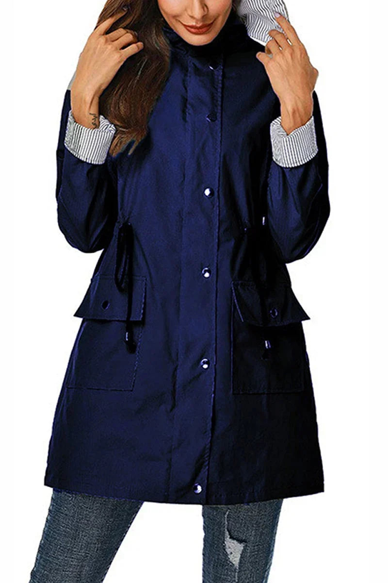 Women's Hooded Drawstring Waist Lightweight Parka