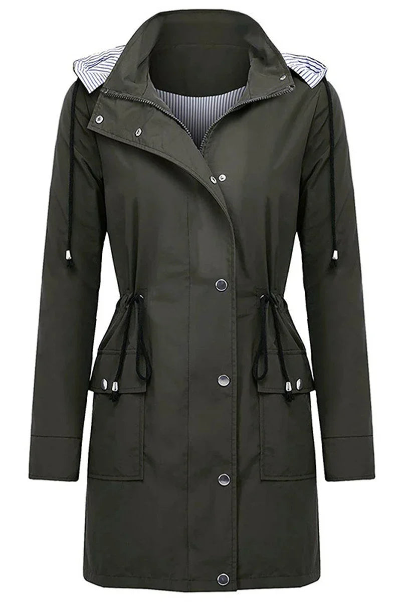 Women's Hooded Drawstring Waist Lightweight Parka