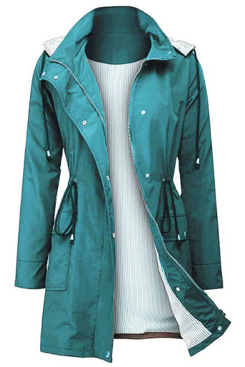 Women's Hooded Drawstring Waist Lightweight Parka