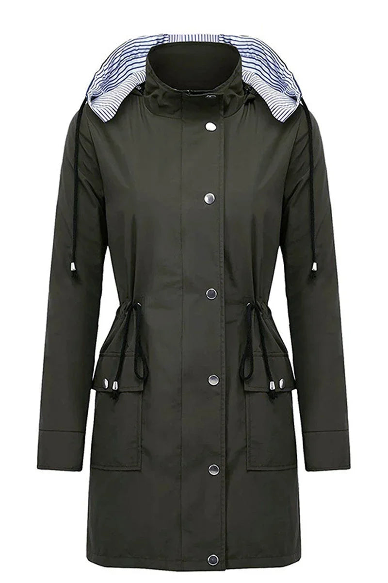 Women's Hooded Drawstring Waist Lightweight Parka