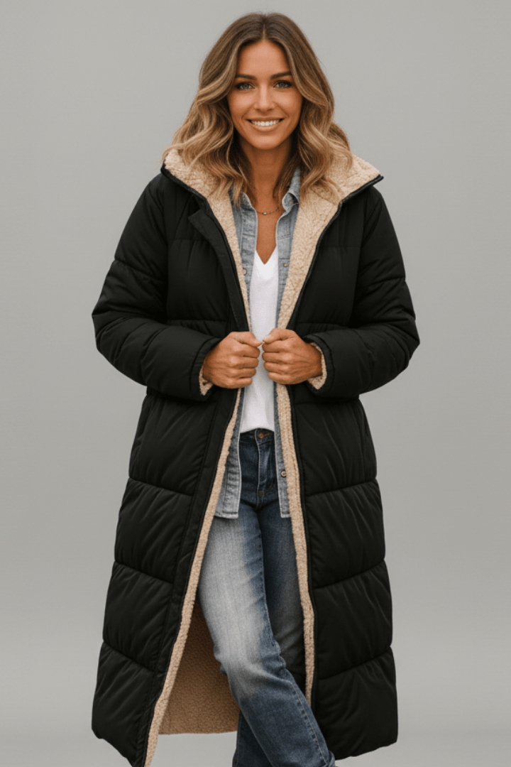 Women's Long Hooded Quilted Puffer Coat
