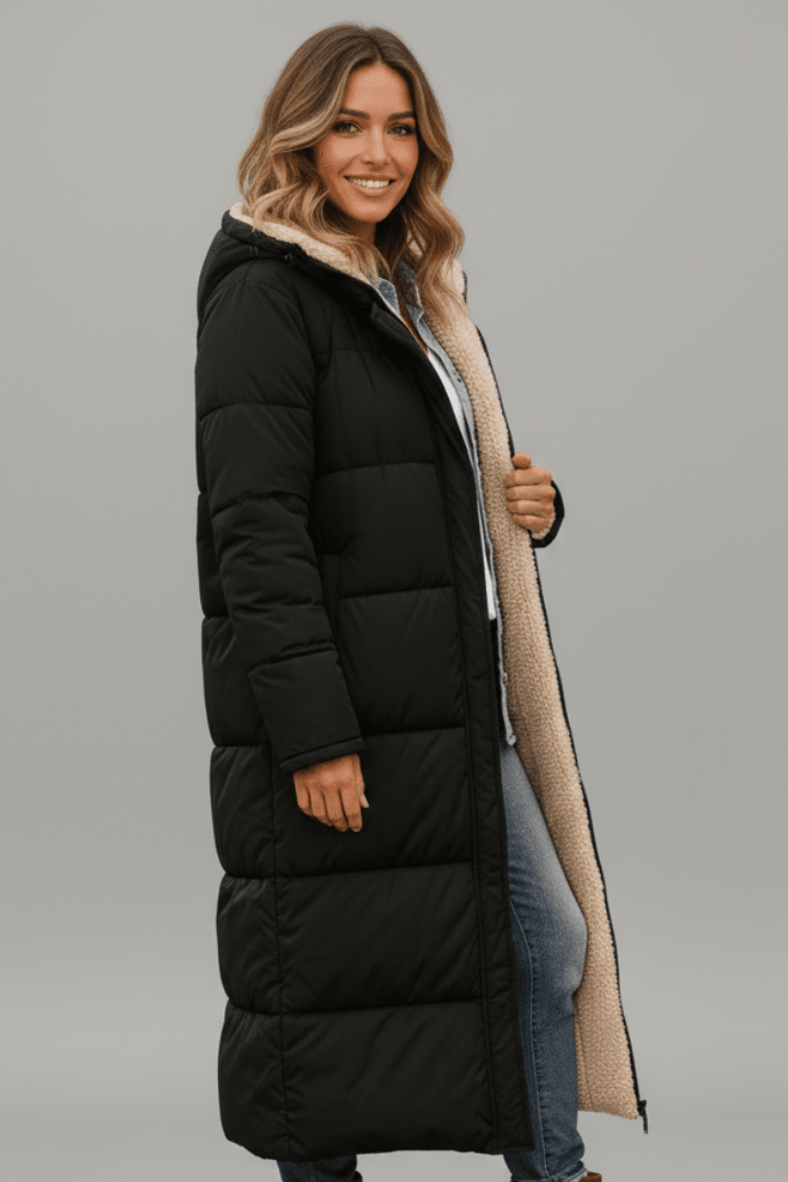Women's Long Hooded Quilted Puffer Coat