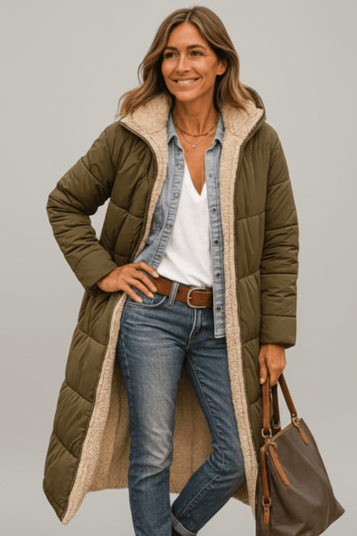 Women's Long Hooded Quilted Puffer Coat