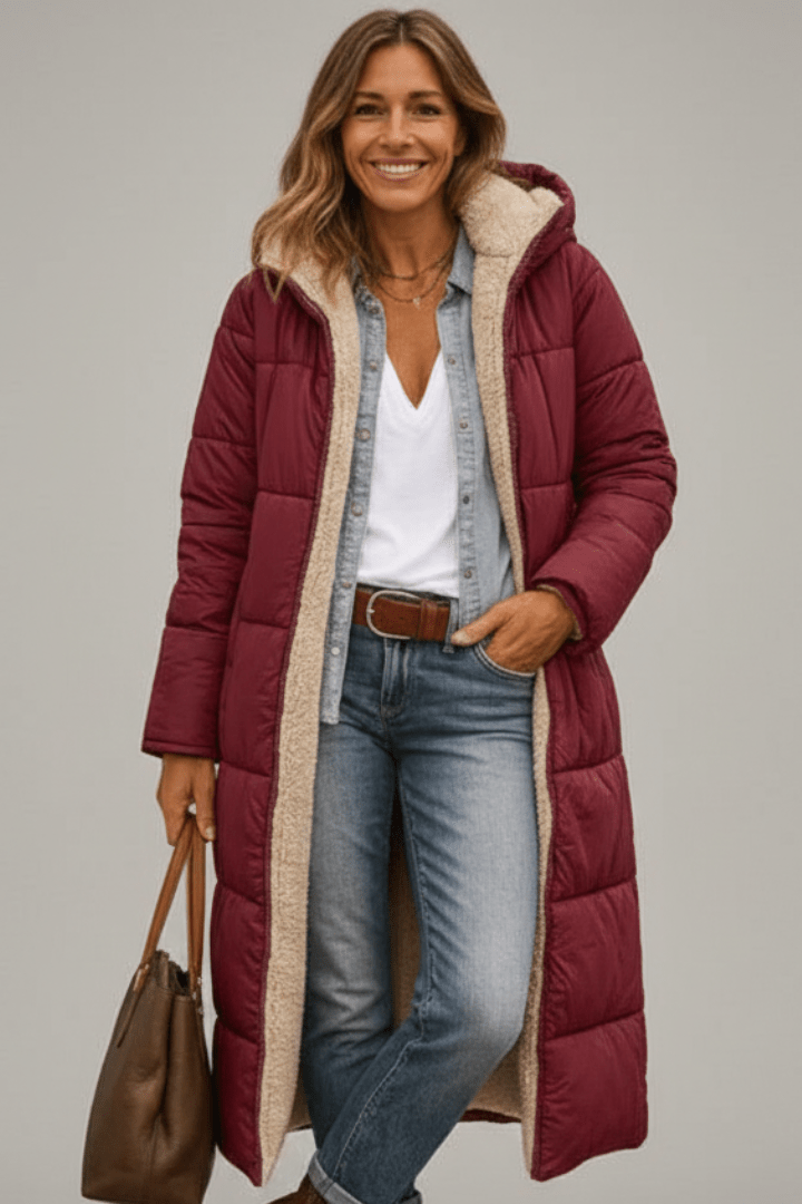 Women's Long Hooded Quilted Puffer Coat