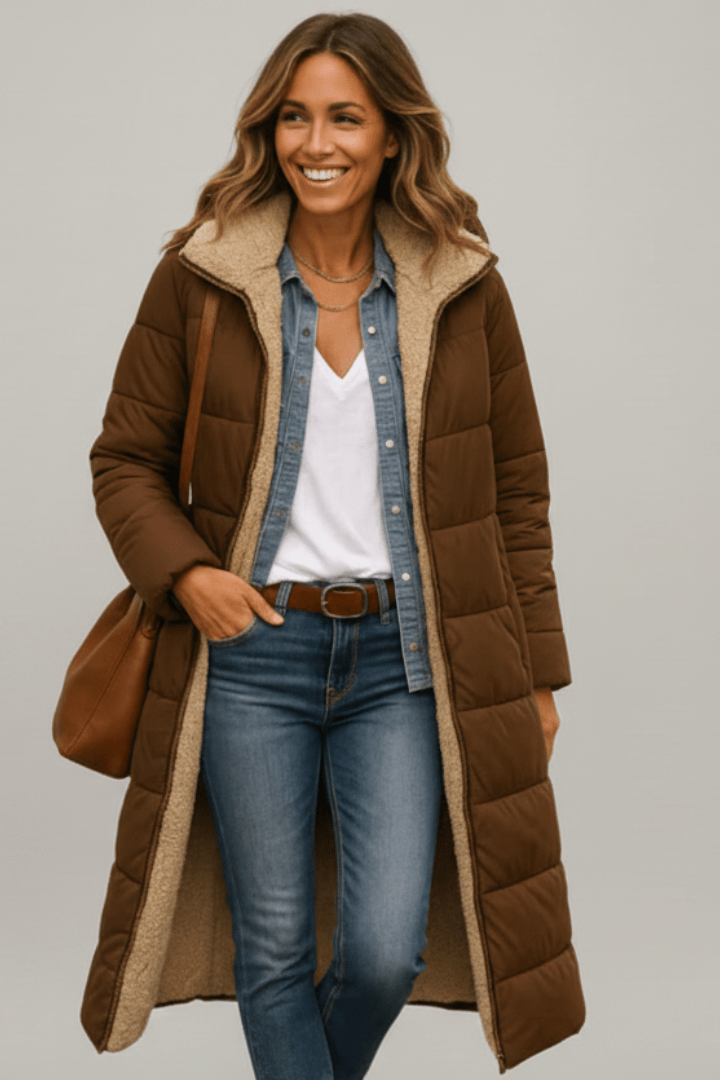 Women's Long Hooded Quilted Puffer Coat