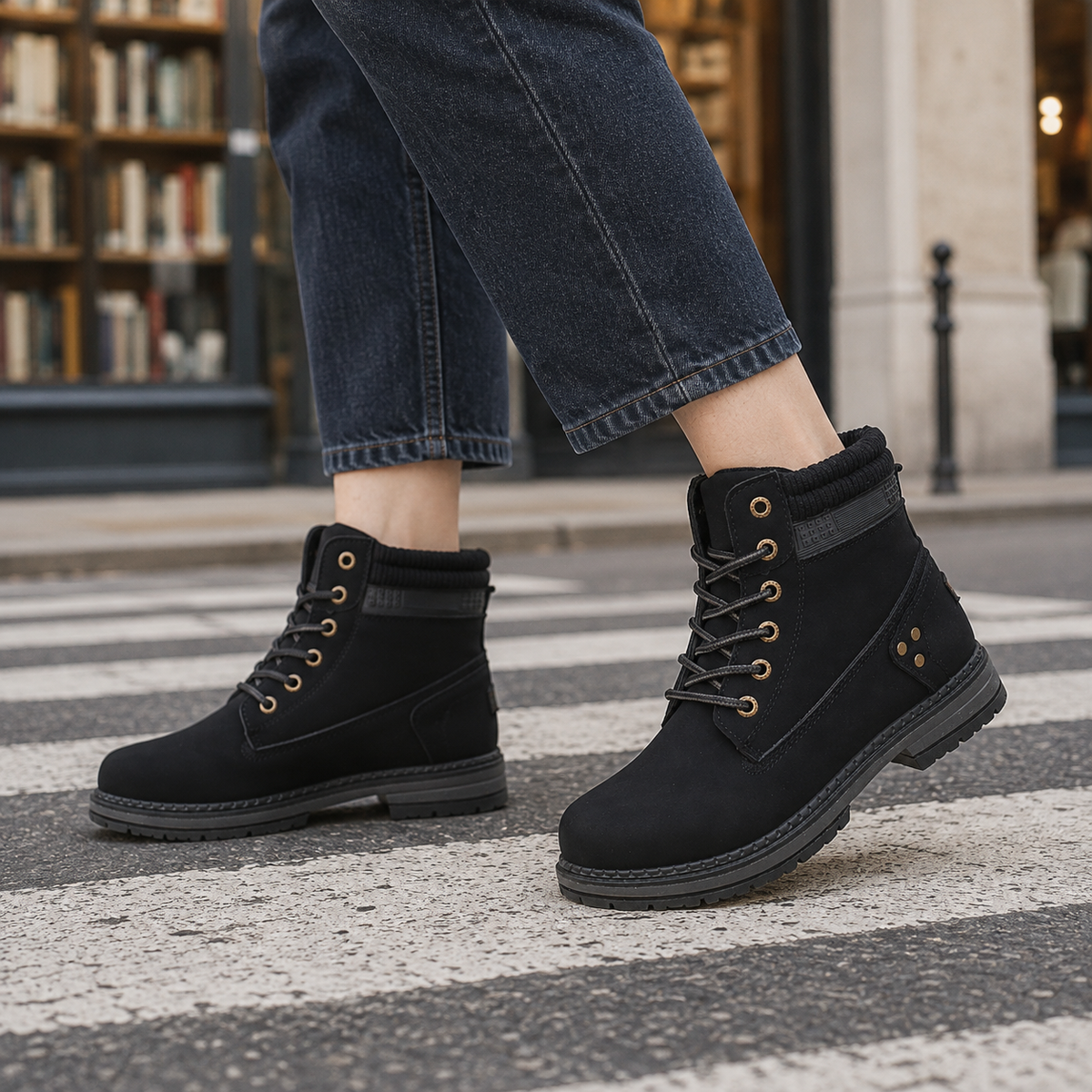 Women's Lace-Up Hiker Ankle Boots with Padded Collar