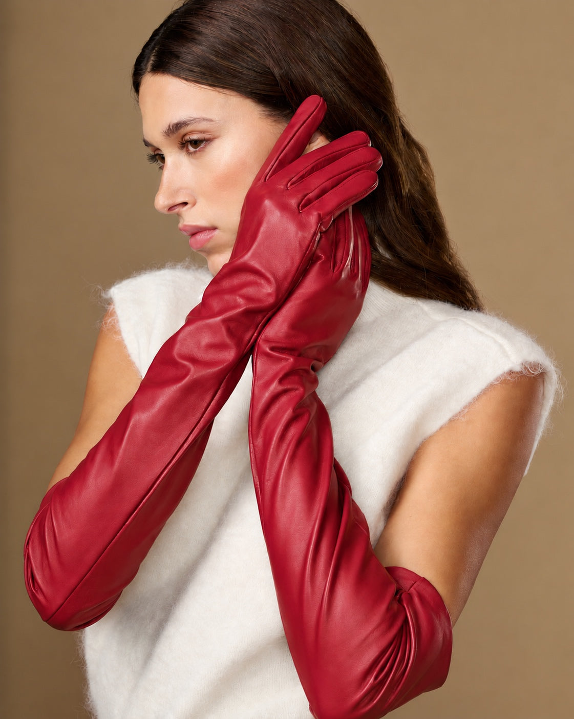 Women's Lambskin Leather Opera Gloves with Silk Lining