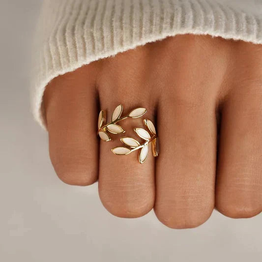 Women's Gold-Plated Laurel Leaf Open Ring