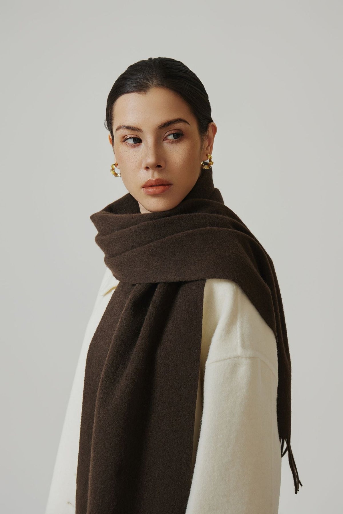 Women's Oversized Long Cashmere-Feel Wrap Scarf with Fringe