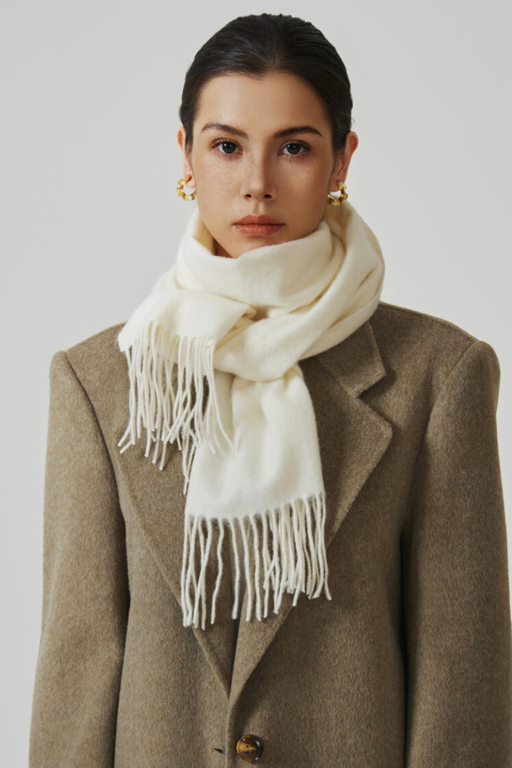 Women's Oversized Long Cashmere-Feel Wrap Scarf with Fringe