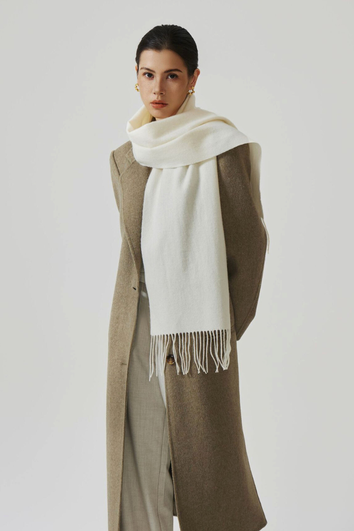 Women's Oversized Long Cashmere-Feel Wrap Scarf with Fringe