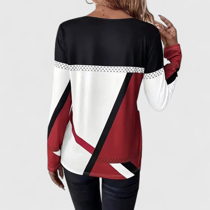 Women's Colour Block Crew Neck Long Sleeve Jumper