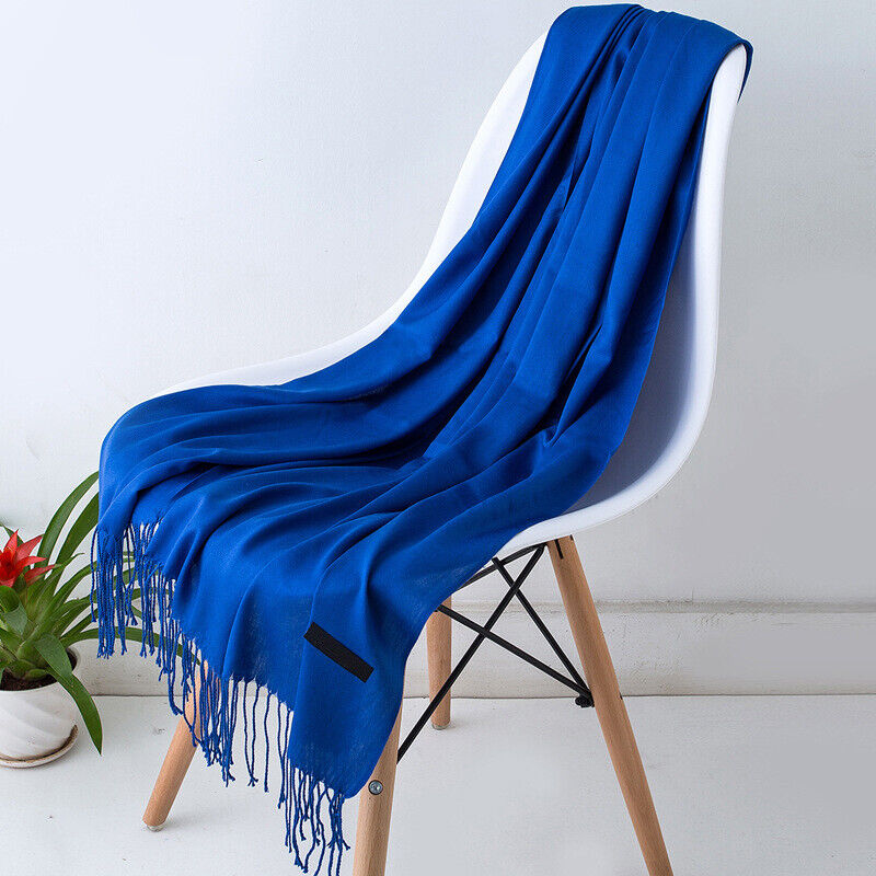 Women's Long Cashmere Wrap Scarf with Tassels