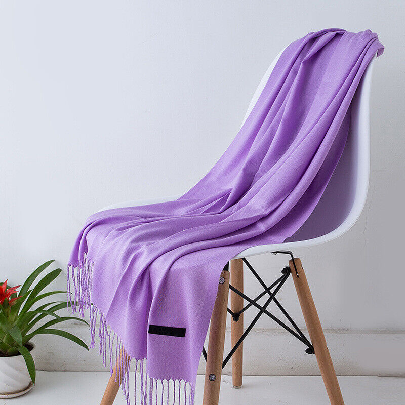 Women's Long Cashmere Wrap Scarf with Tassels
