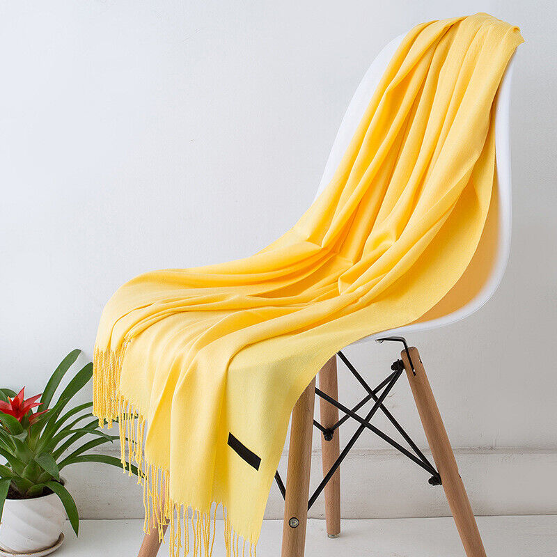 Women's Long Cashmere Wrap Scarf with Tassels