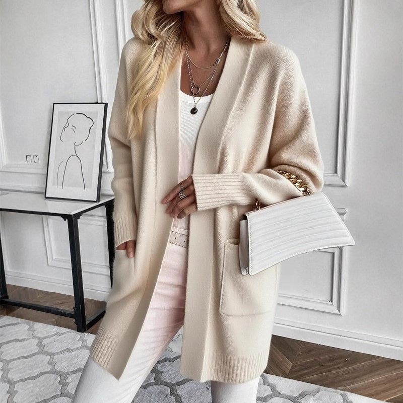 Women's Longline Open-Front Cardigan with Pockets