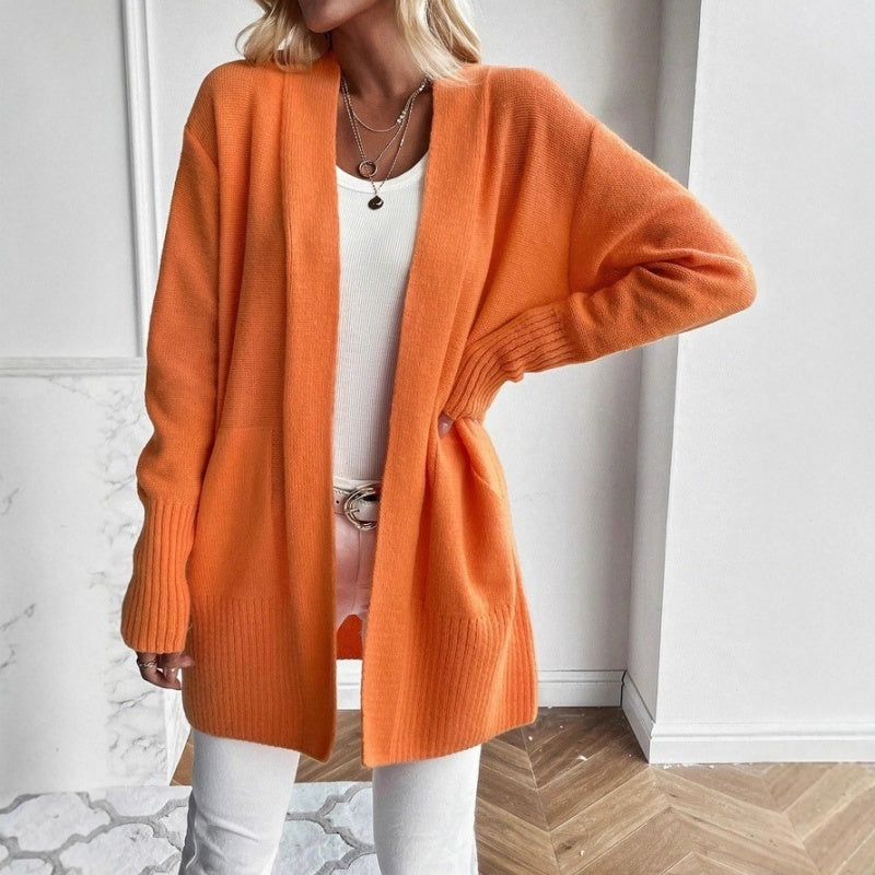 Women's Longline Open-Front Cardigan with Pockets