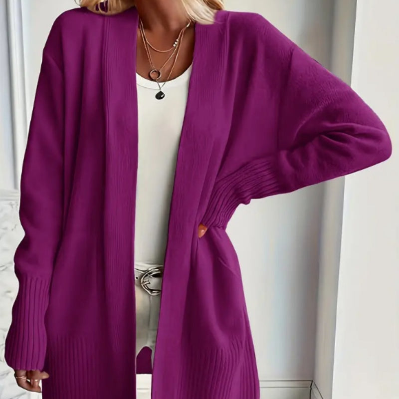 Women's Longline Open-Front Cardigan with Pockets