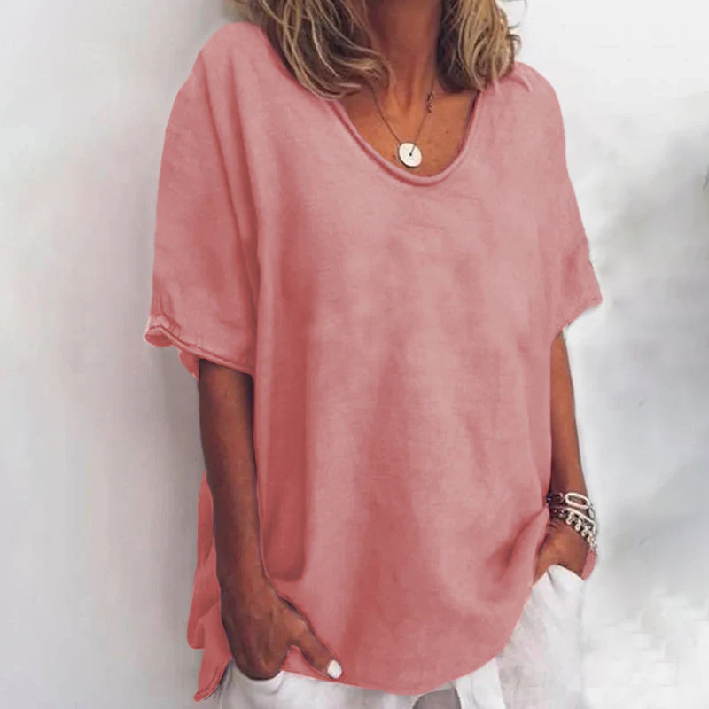 Women's Loose Short Sleeve Round Neck Blouse