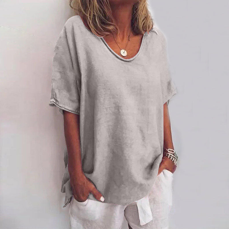 Women's Loose Short Sleeve Round Neck Blouse