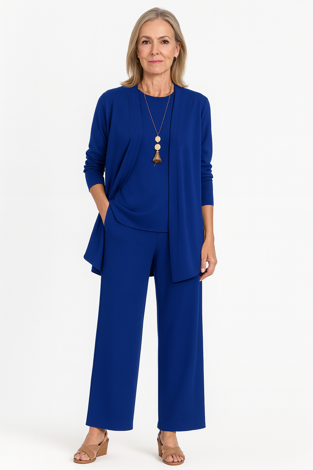 Women's Three-Piece Trouser Set with Cardigan