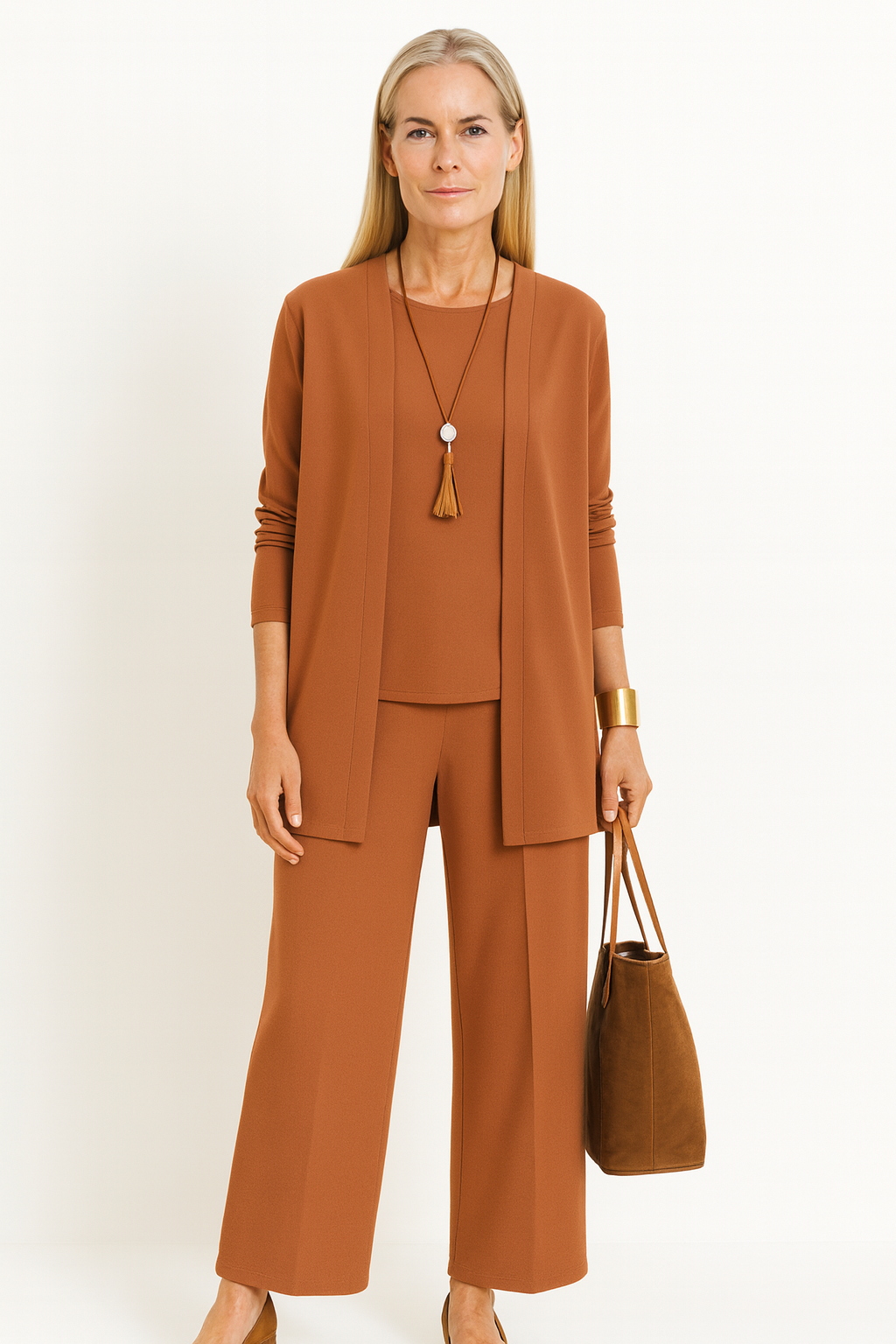 Women's Three-Piece Trouser Set with Cardigan
