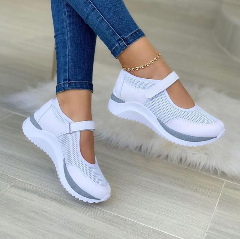 Women's Mesh Mary Jane Trainers with Hook and Loop Strap