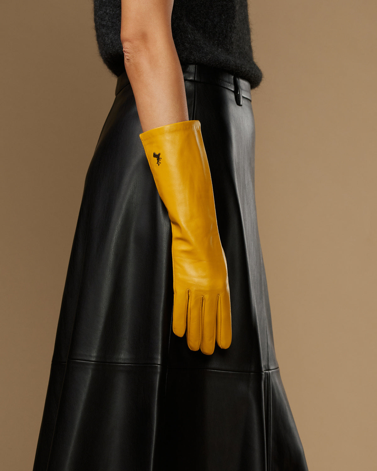 Women's Mid-Forearm Length Faux Leather Touchscreen Gloves