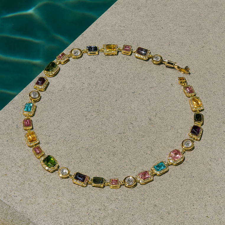 Women's Multi Gemstone Collar Necklace