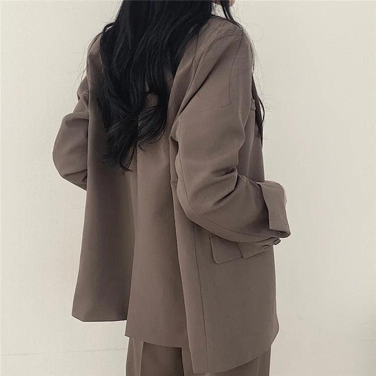 Women's Notch Lapel Blazer & Straight-Leg Trouser Suit