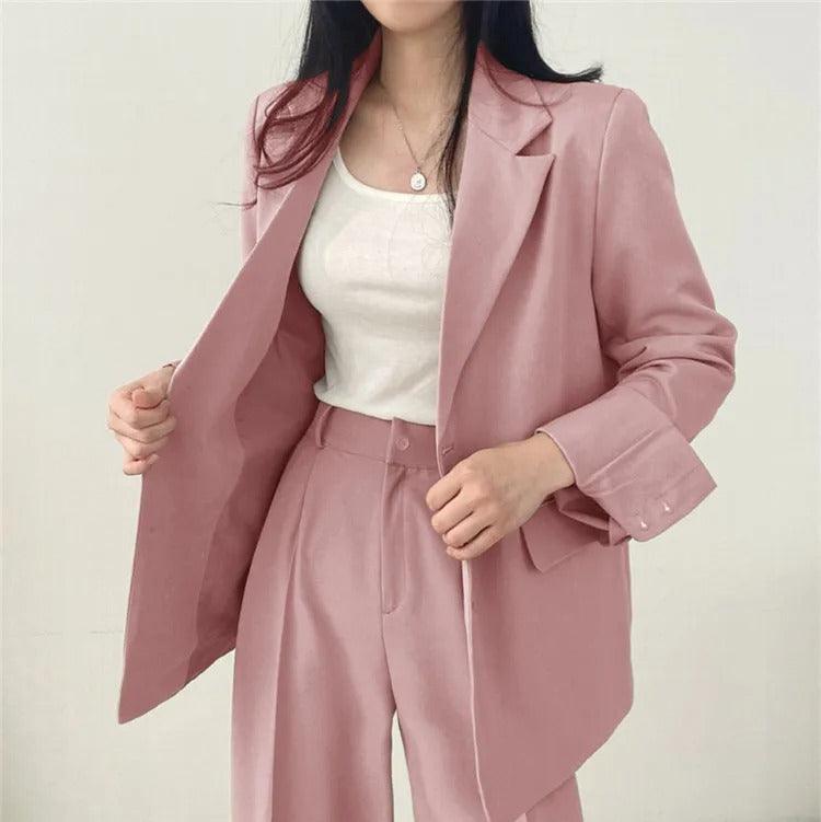 Women's Notch Lapel Blazer & Straight-Leg Trouser Suit