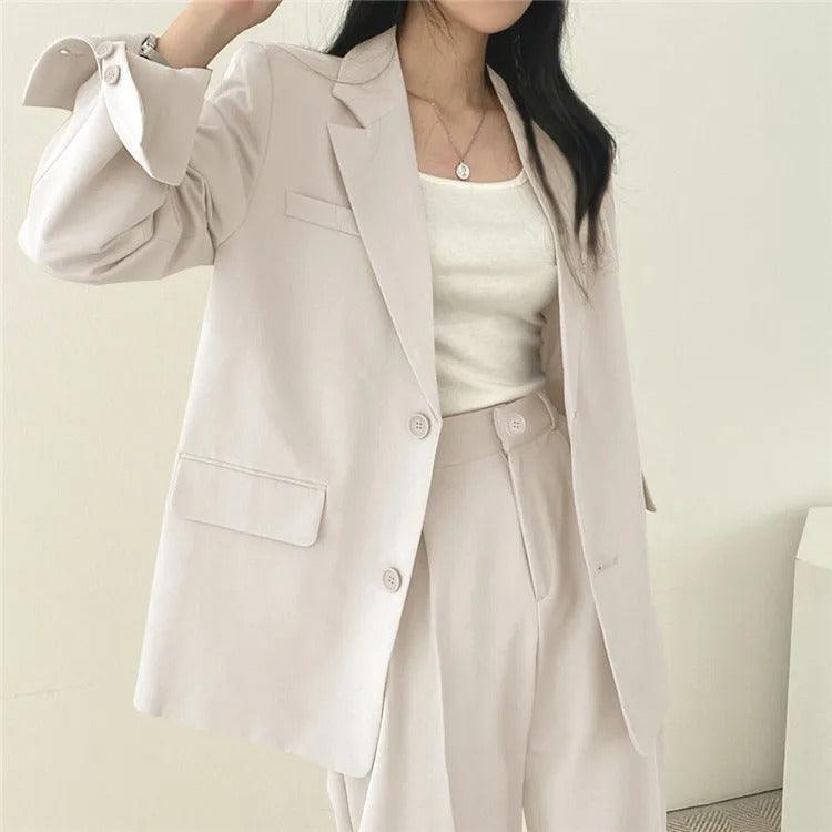 Women's Notch Lapel Blazer & Straight-Leg Trouser Suit