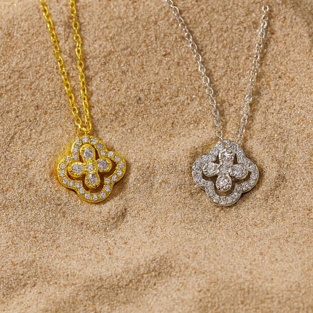 Women's Crystal Clover Pendant Necklace