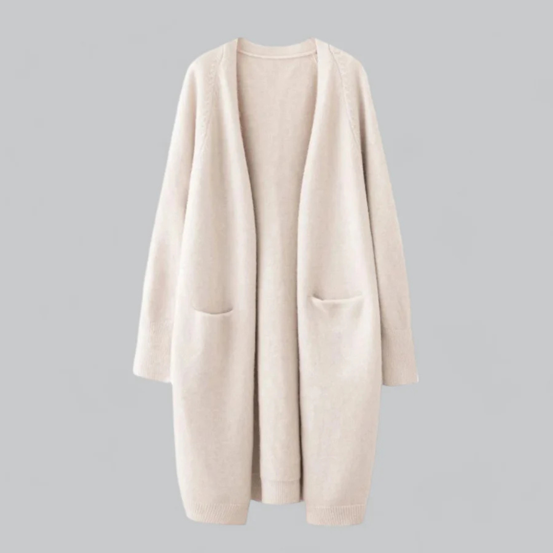 Women's Long Open-Front Knit Cardigan with Pockets