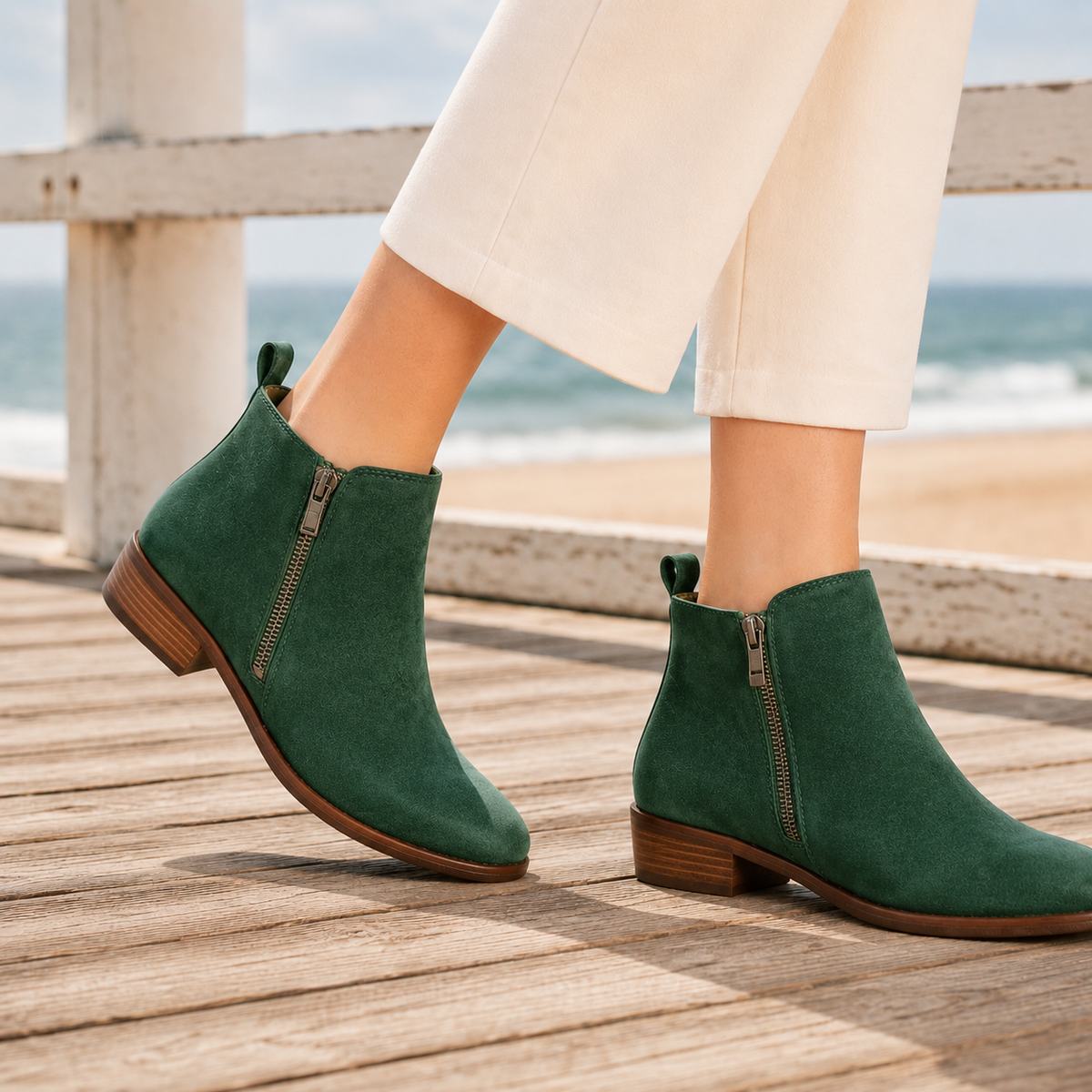 Women's Orthopaedic Low Heel Side Zip Faux Leather Ankle Boots