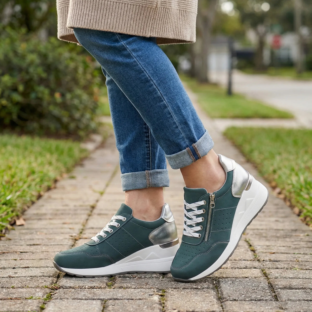 Women's Comfort Walking Faux Suede Trainers with Arch Support