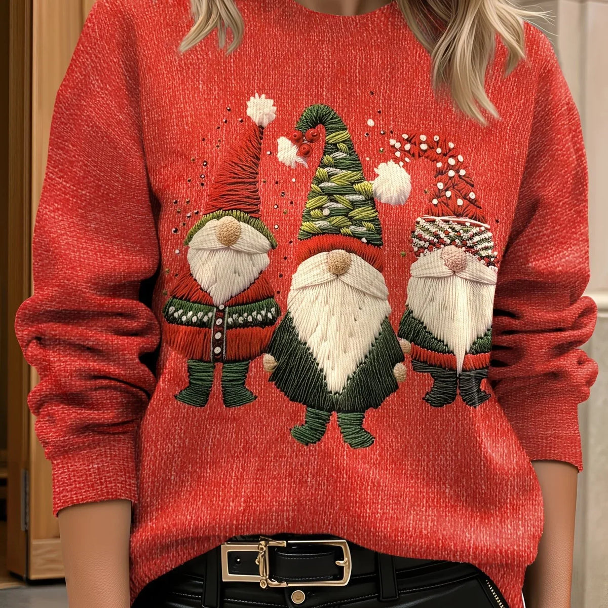 Women's Christmas Jumper 3D Gnome Oversized