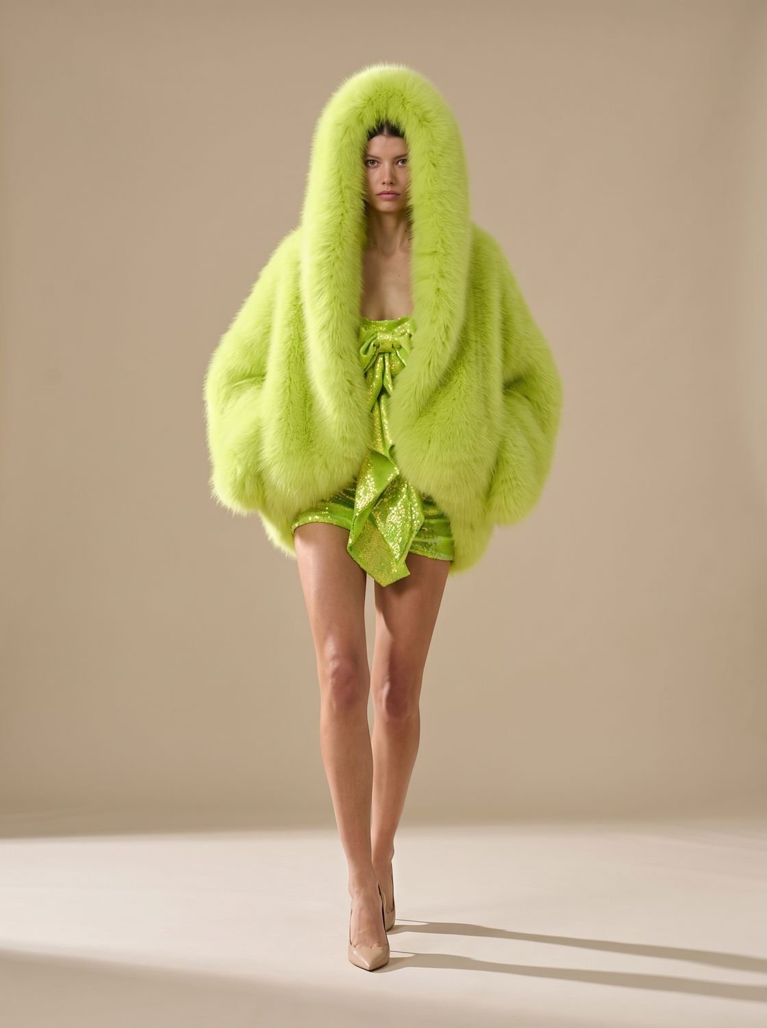 Women's Oversized Faux Fur Hooded Winter Jacket
