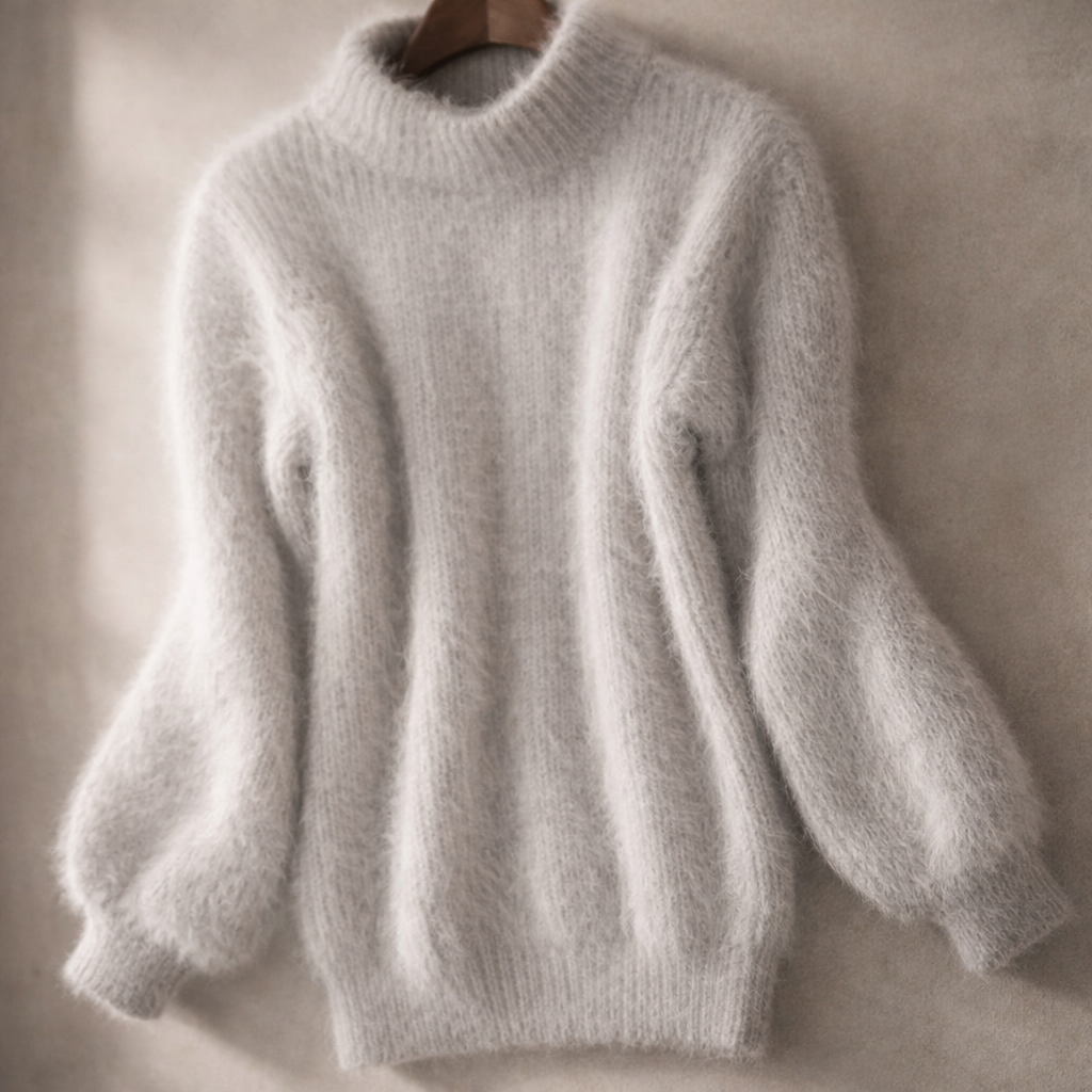 Women's Fluffy Oversized Mohair-Look Roll Neck Jumper