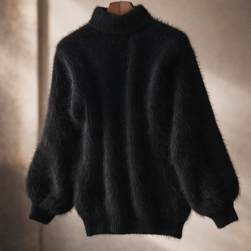 Women's Fluffy Oversized Mohair-Look Roll Neck Jumper
