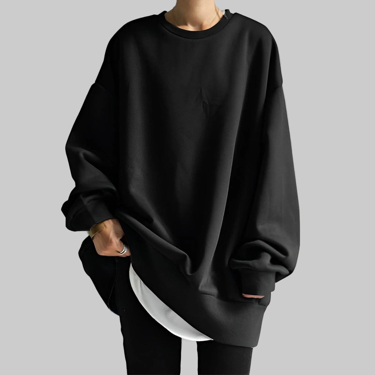 Women's Oversized Longline Crew Neck Sweatshirt