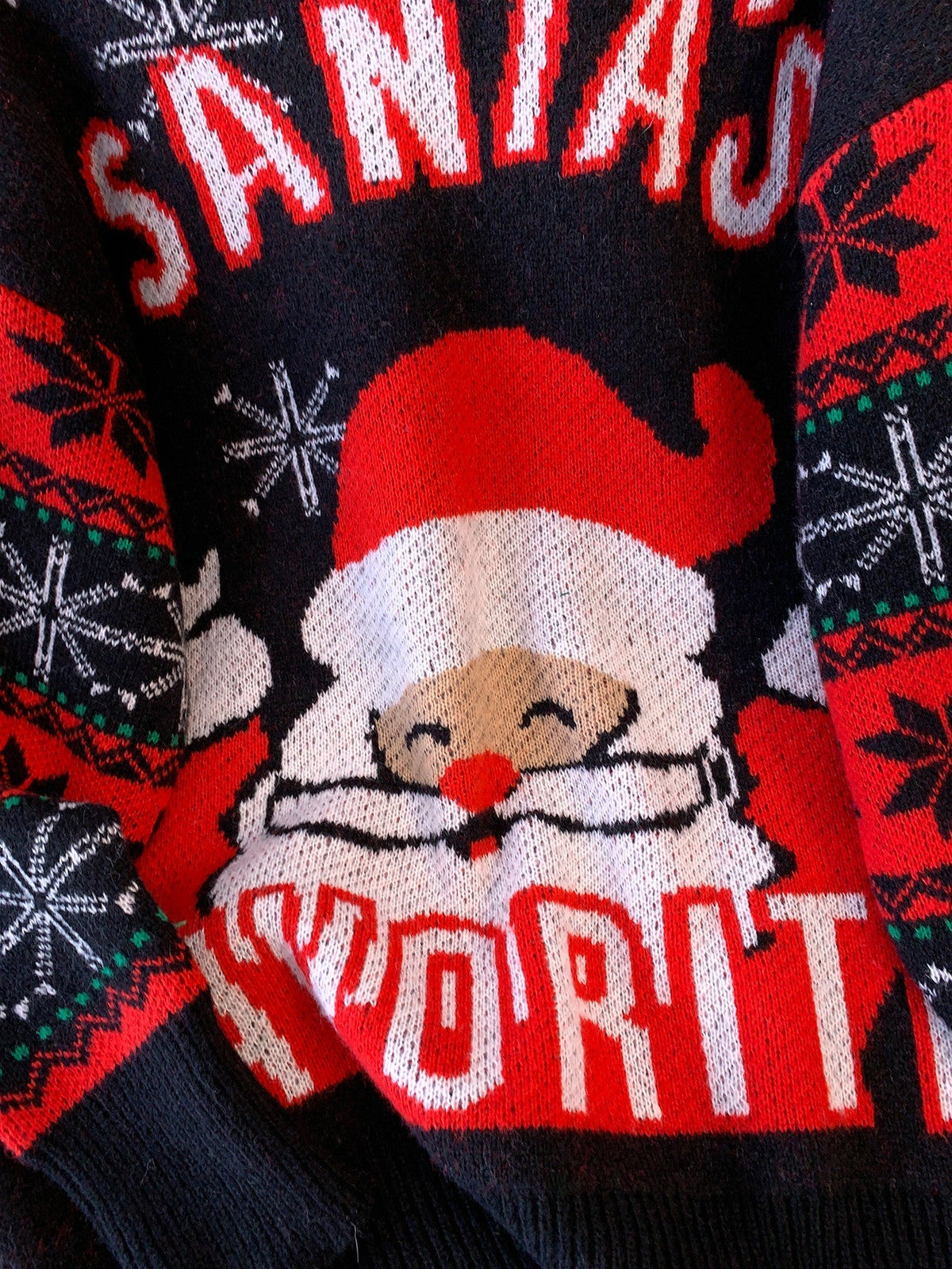 Women's Christmas Jumper Santa Snowflake Oversized in Black