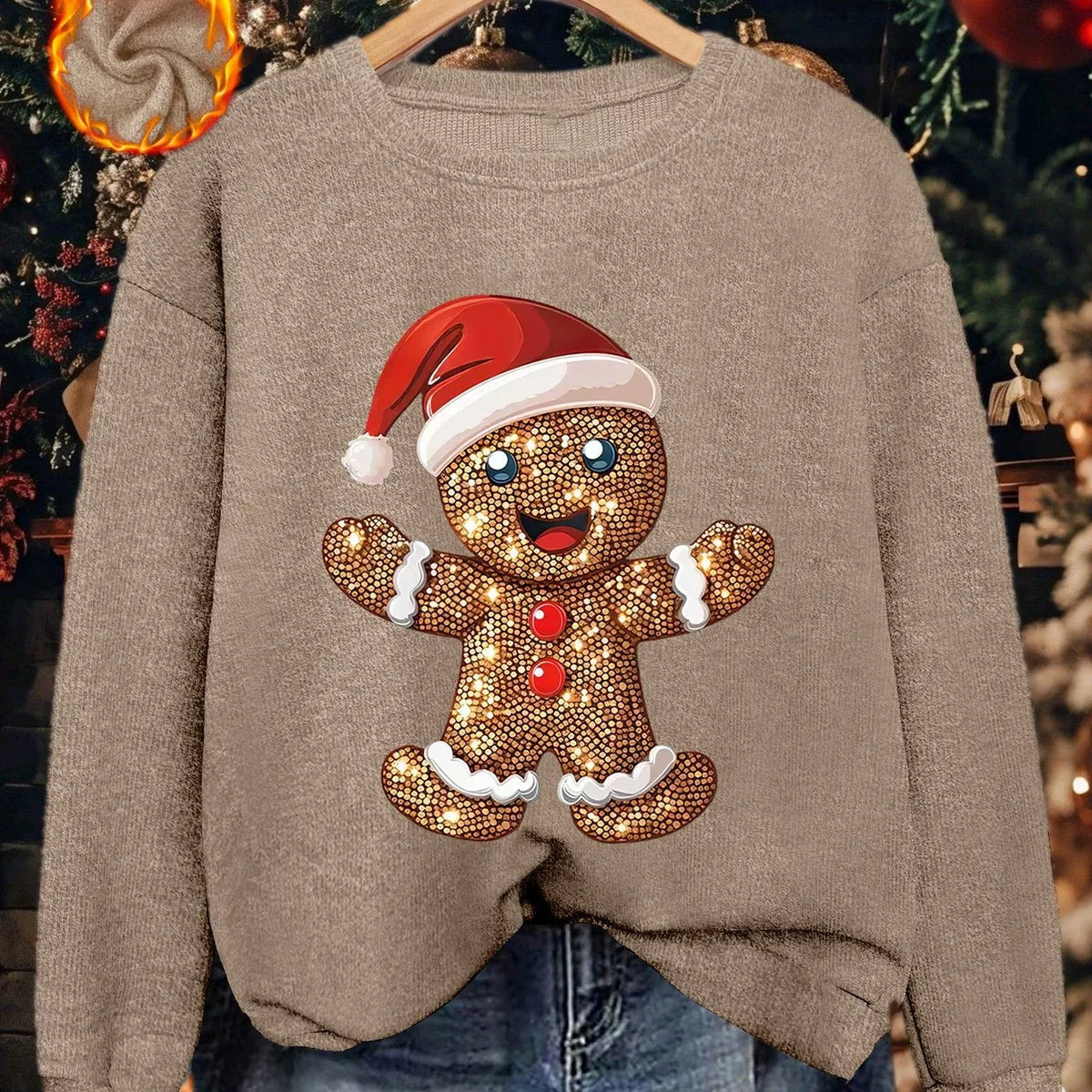Women's Christmas Jumper Sequin Gingerbread Oversized