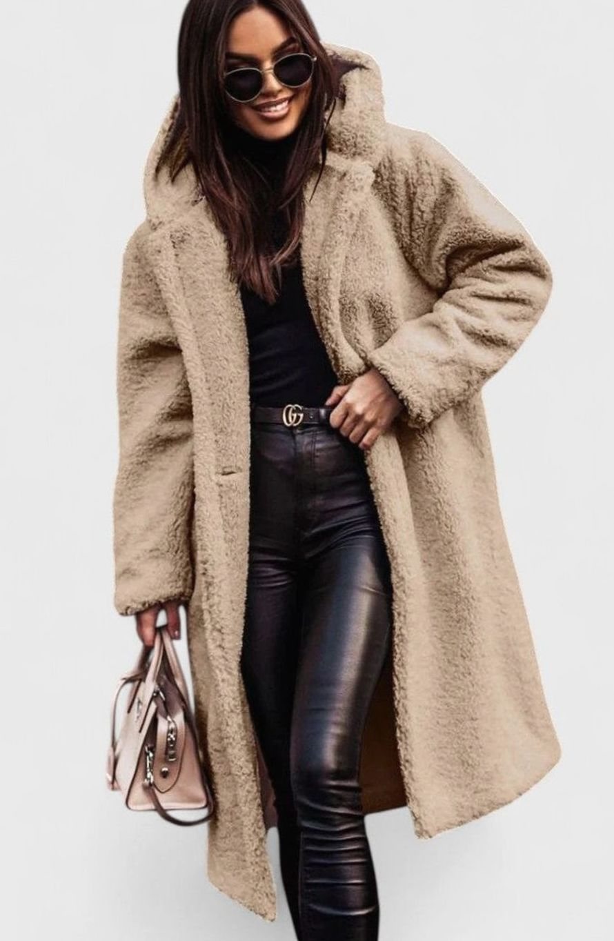 Women's Oversized Teddy Faux Fur Longline Coat