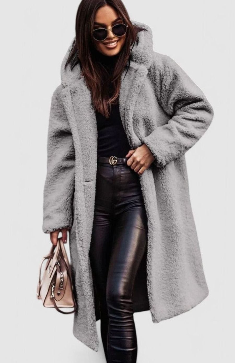 Women's Oversized Teddy Faux Fur Longline Coat